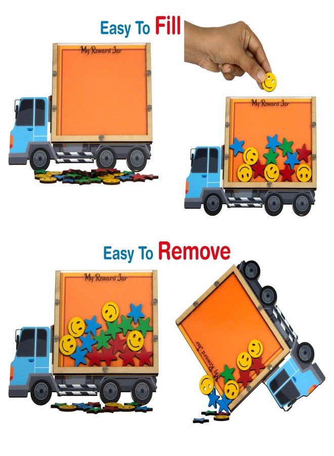 The Rosette Imprint Reward Jar for Kids | Star & Smiley Token System | Reward for Kids Behaviour | Reward Stars | Daily Chores Tracker | Positive Reinforcement Tool | Truck Design - Image 4